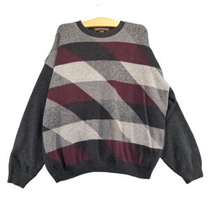 Liberty Sweaters Men's Pullover Knit Multicolor XL Geometric Crew Neck